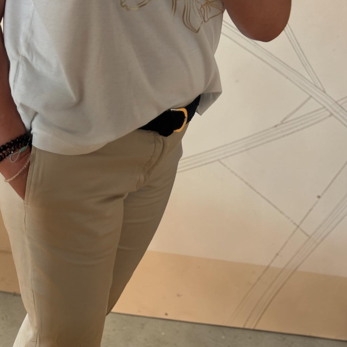 Handmade Crochet Belt – Black with Gold Buckle