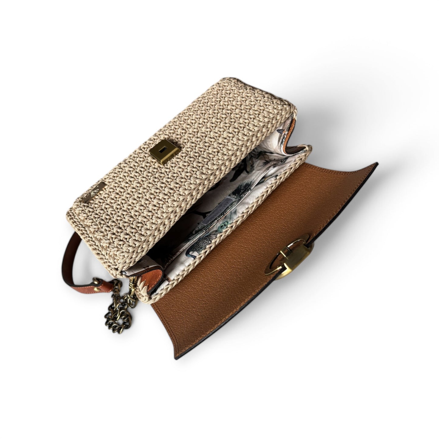 Beige combination with Chocolate brown shoulder or crossbody