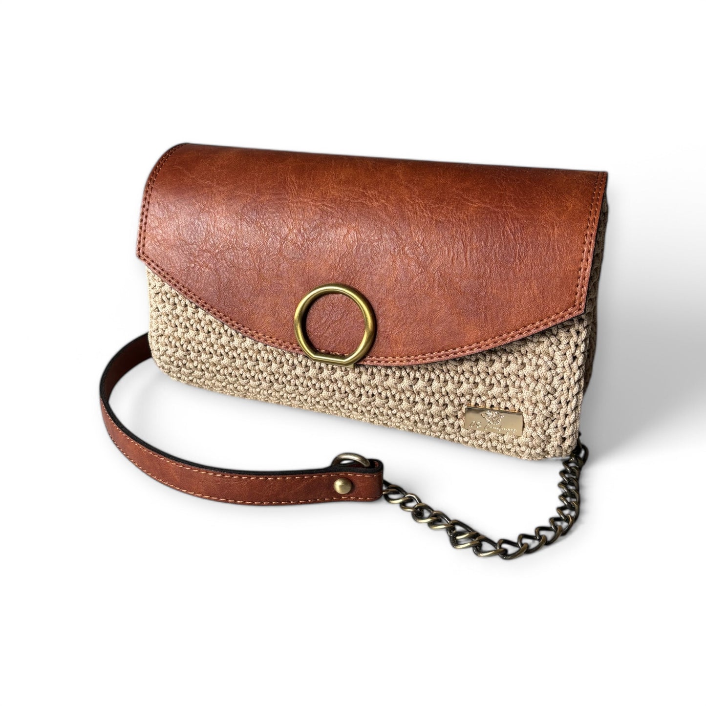 Beige combination with Chocolate brown shoulder or crossbody
