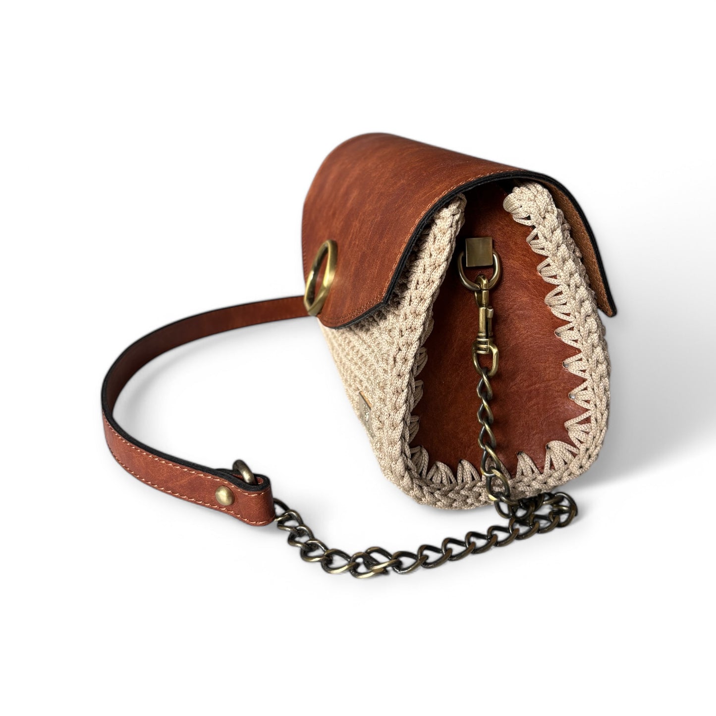 Beige combination with Chocolate brown shoulder or crossbody