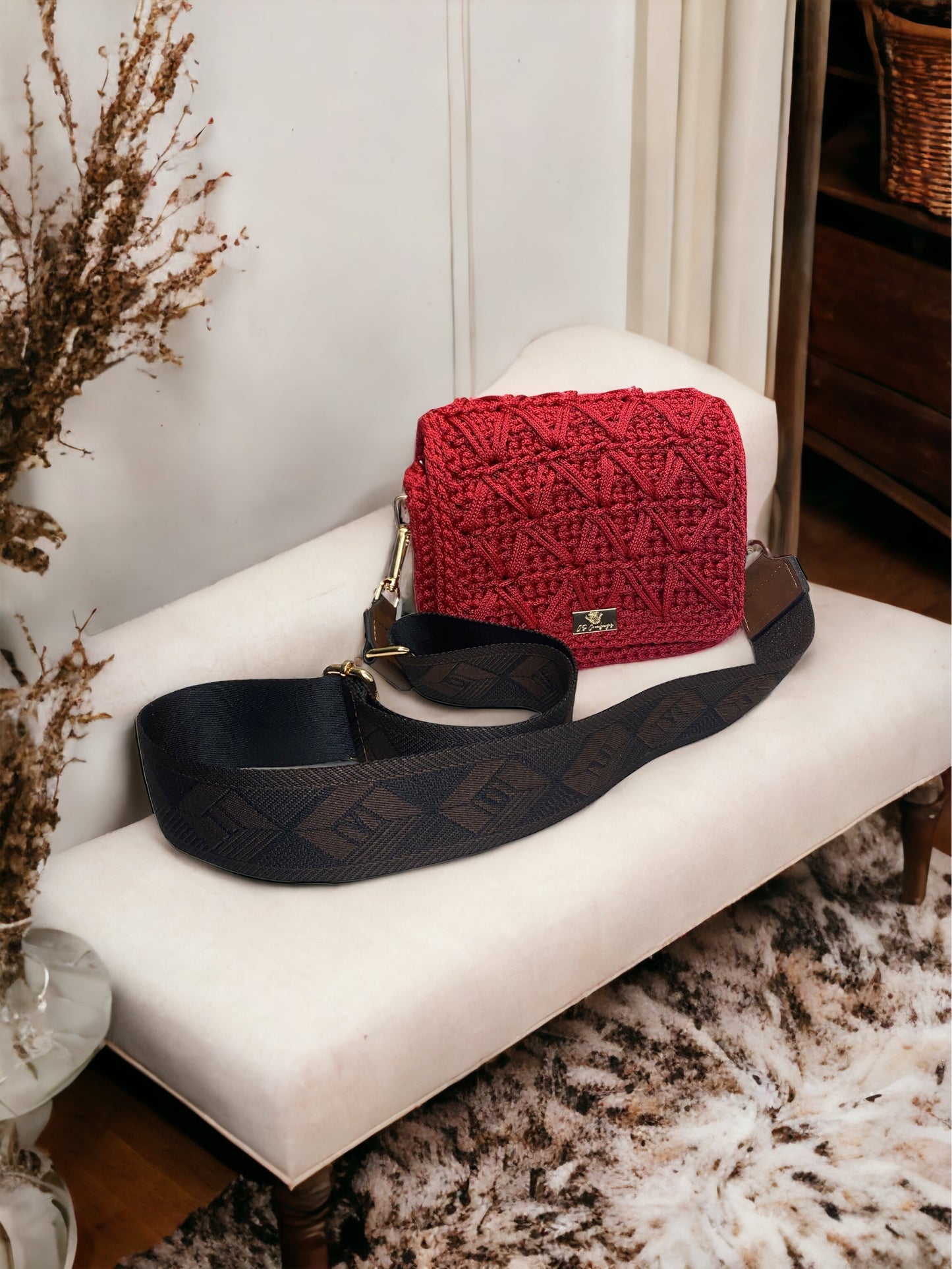 Handcrafted Red Crossbody Elegance with long adjustable strap