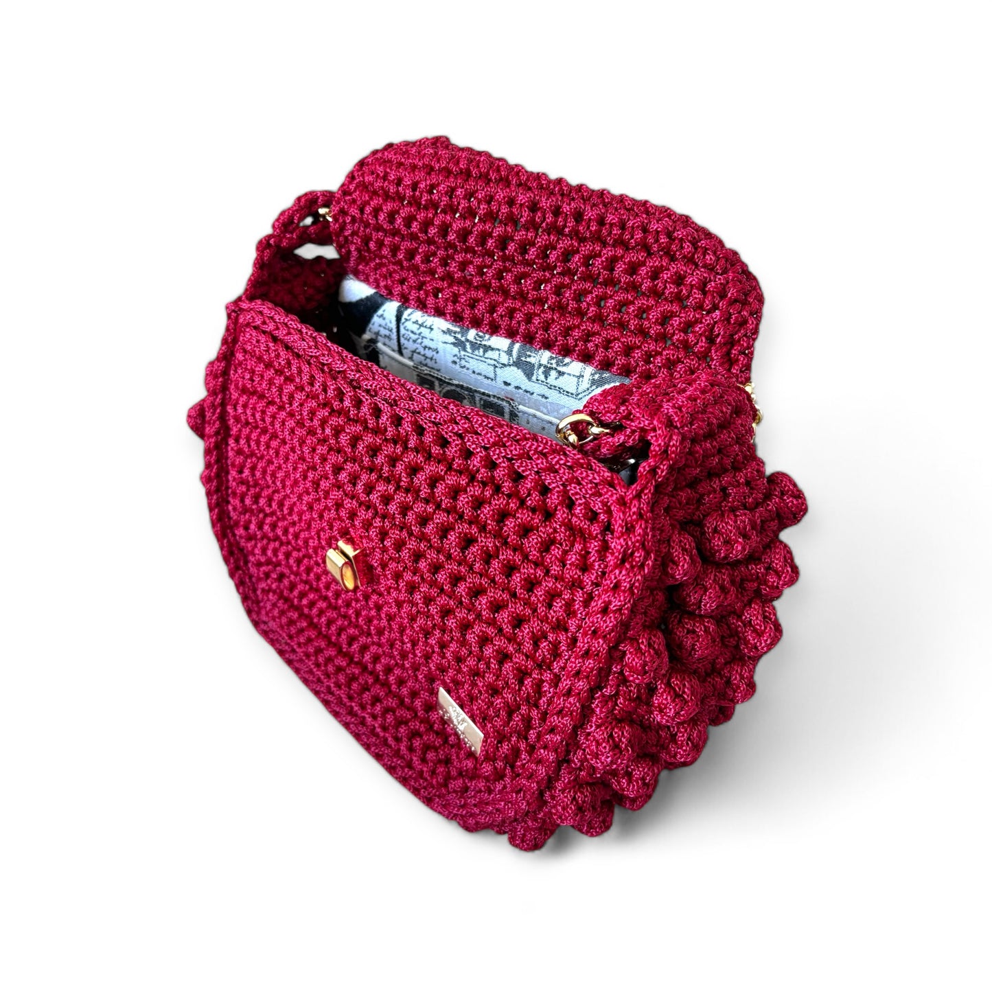 Baguette in Burgundy red with Golden double chain