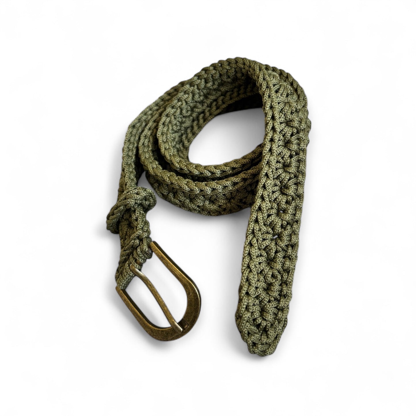 Belt in Khaki with bronze colour buckle