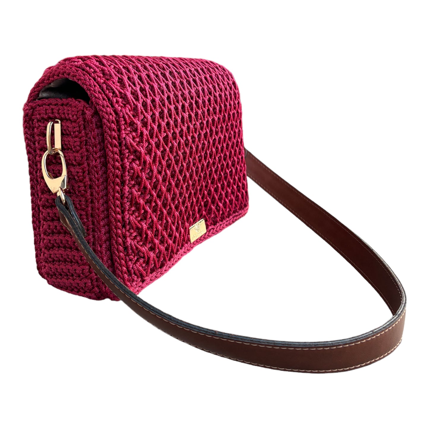 ATHENA - Glamorous burgundy shoulder handbag