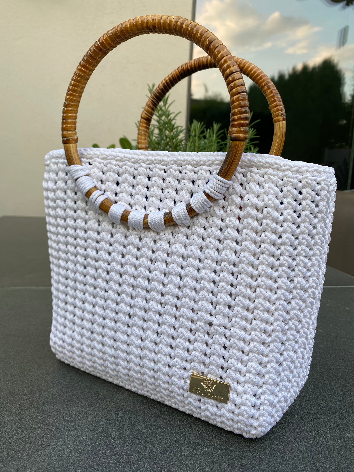 Cute summer Mini TOTE woth bamboo handles