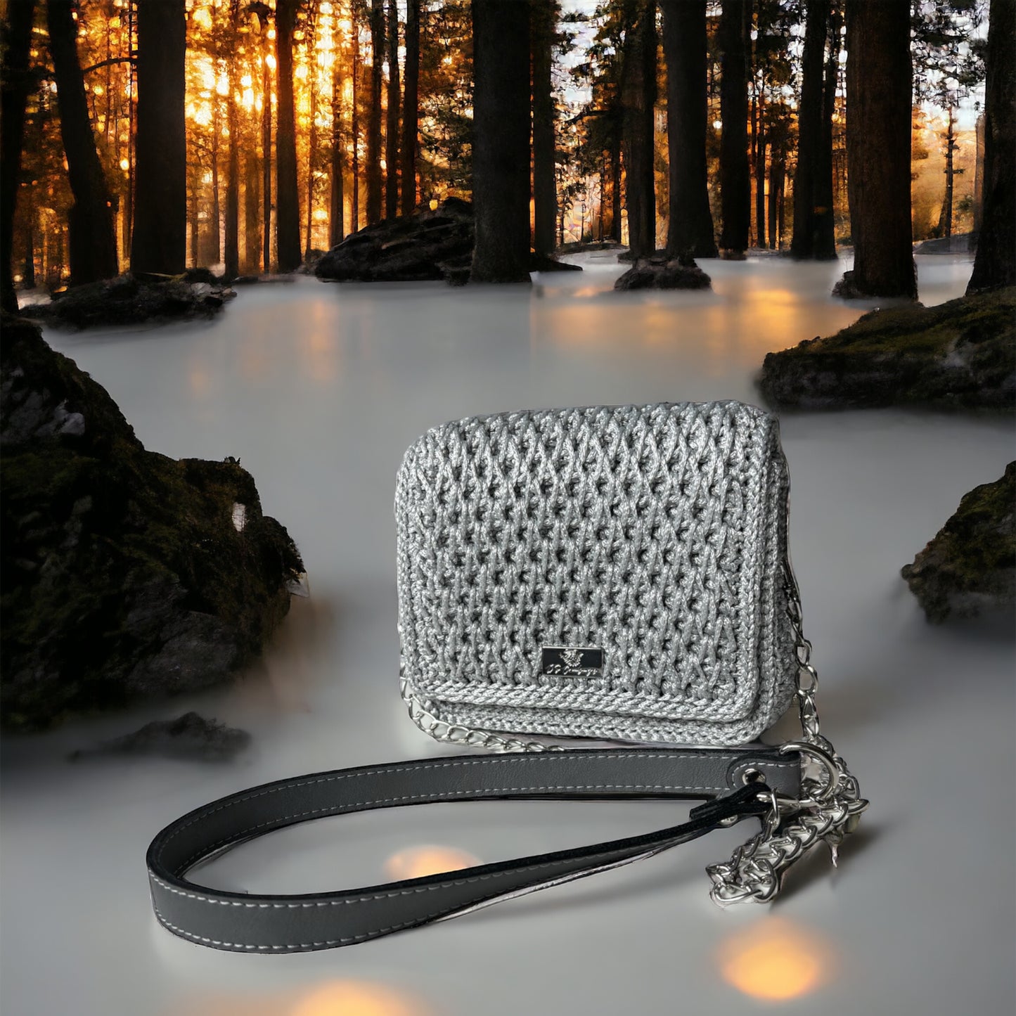 Mini handbag in fancy silver grey