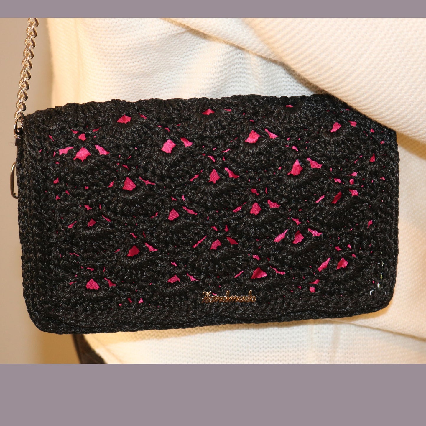 Black Handmade Embroidered look like handbag