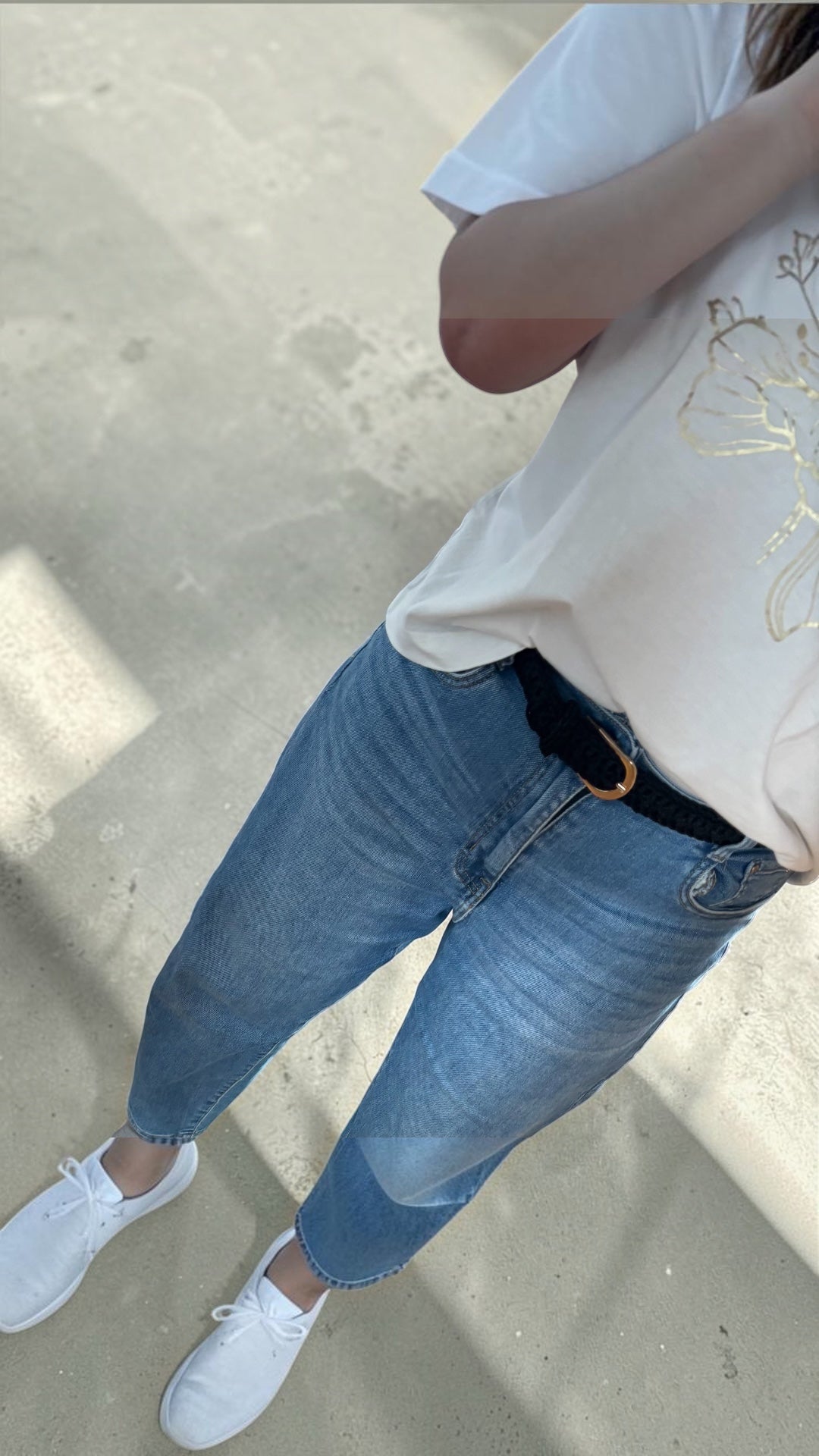 Handmade Crochet Belt – Black with Gold Buckle