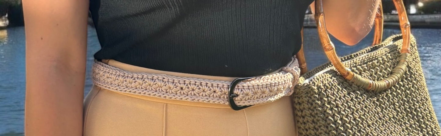 Belt - White Ecru with Gun metal Buckle