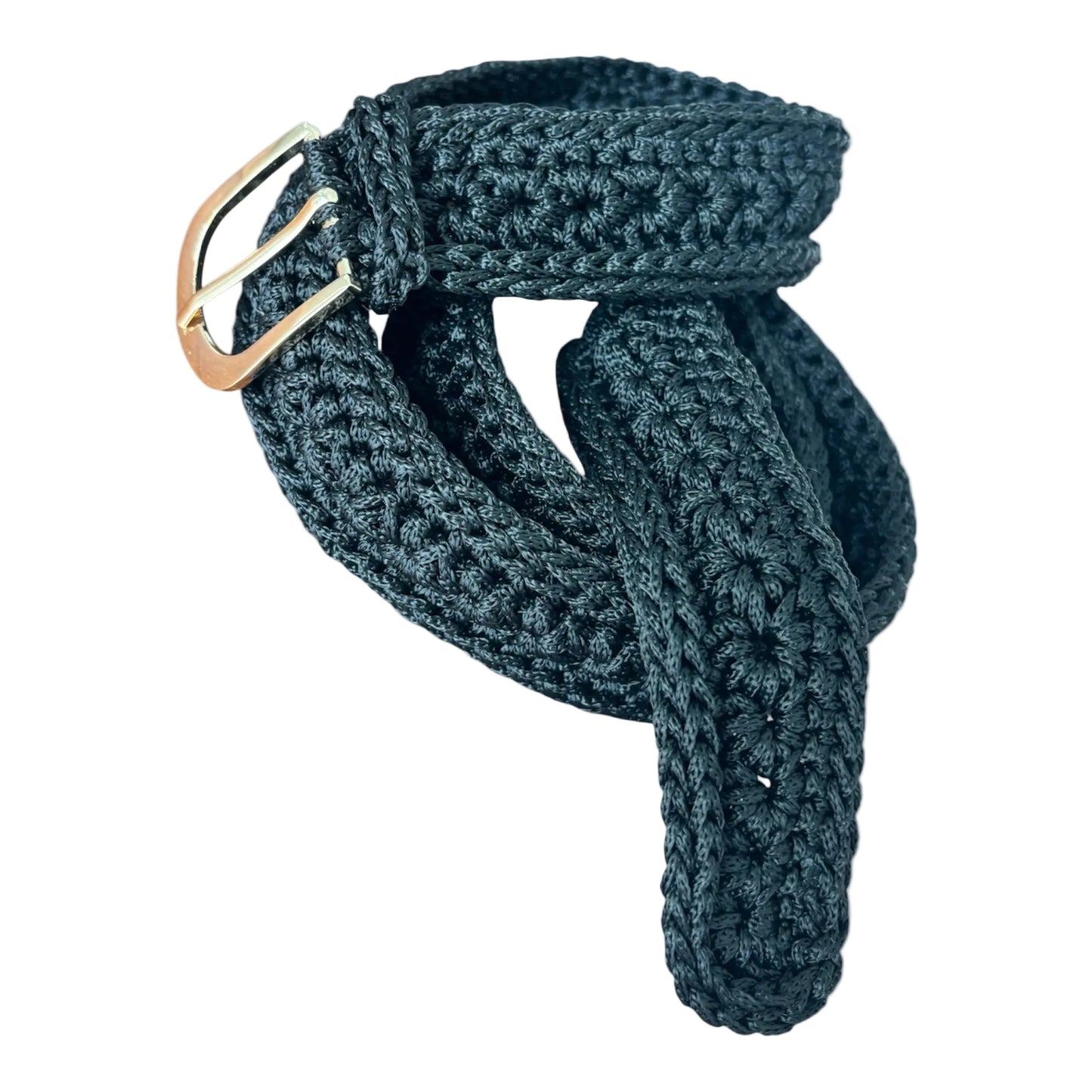 Belt in Black in combination with gold colour buckle