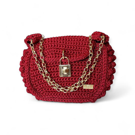 Baguette in Burgundy red with Golden double chain