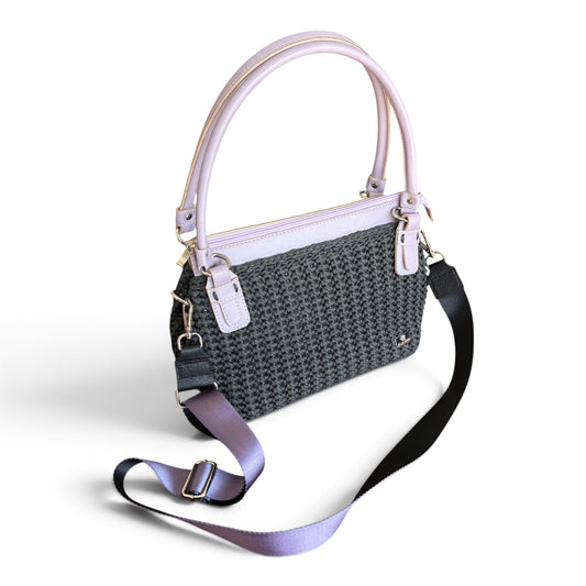TOTE – Handmade Crochet Shoulder Bag – Black & Lilac