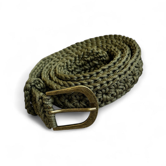 Belt in Khaki with bronze colour buckle
