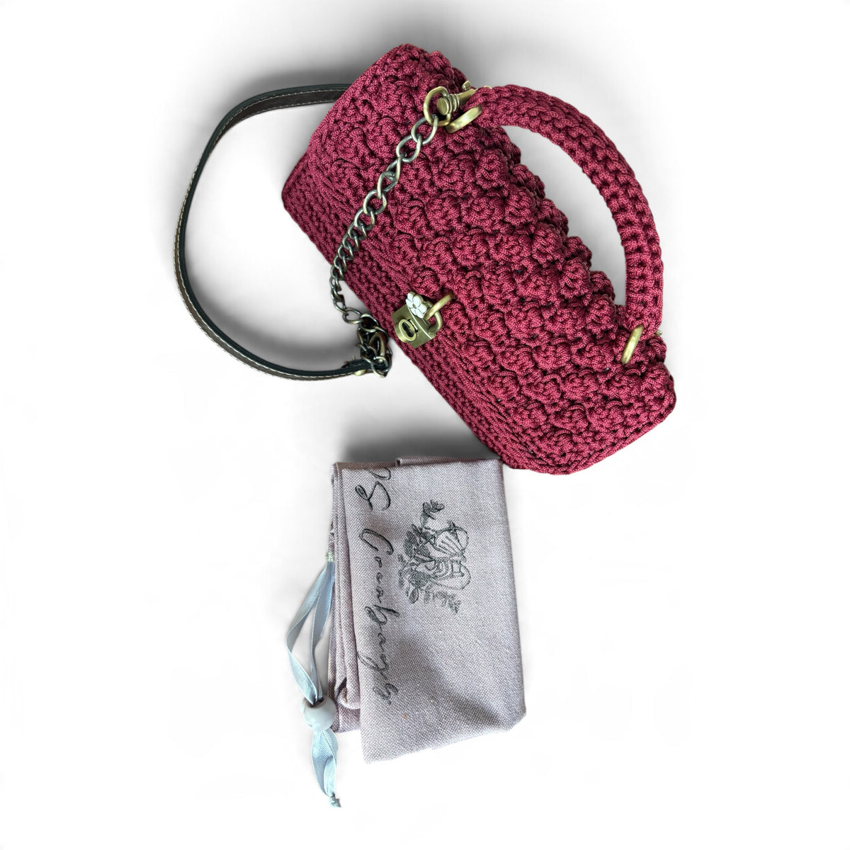 ASTERI Bubble – Medium Size – Handmade Crochet Crossbody Bag – Burgundy