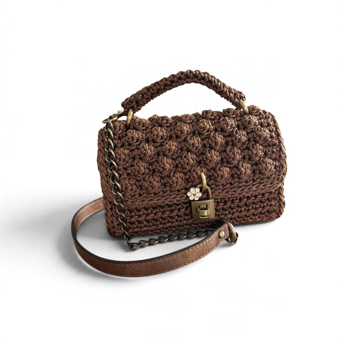 ASTERI Bubble – Intermediate Size – Handmade Crochet Crossbody Bag – Brown