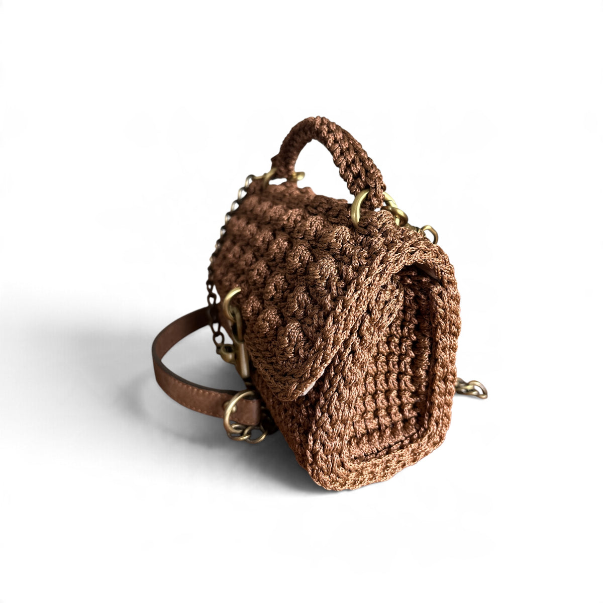 ASTERI Bubble – Intermediate Size – Handmade Crochet Crossbody Bag – Brown