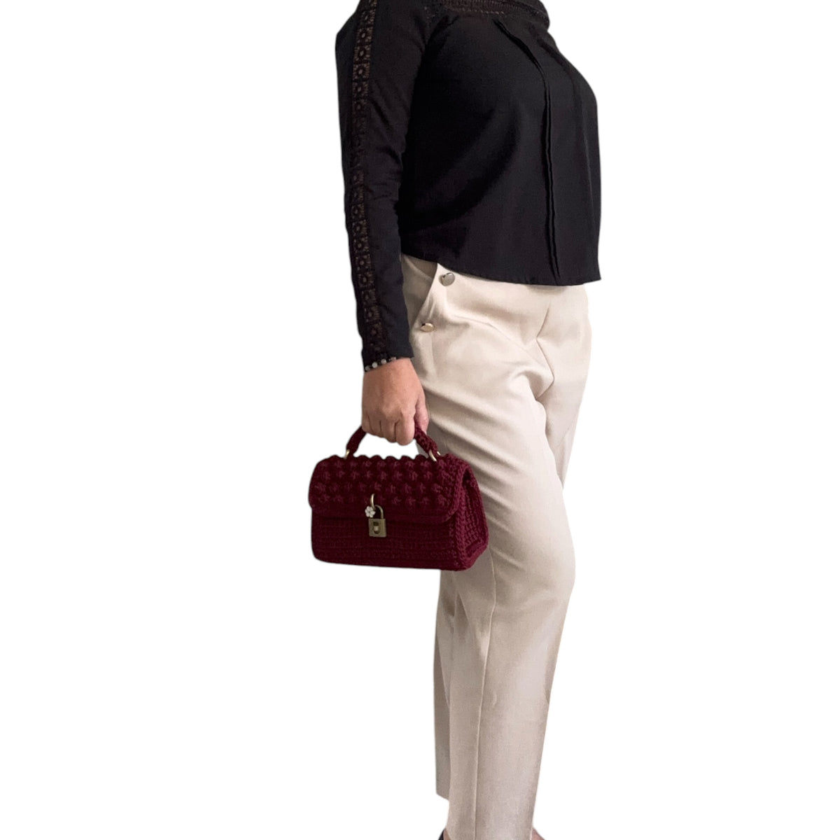 ASTERI Bubble – Medium Size – Handmade Crochet Crossbody Bag – Burgundy