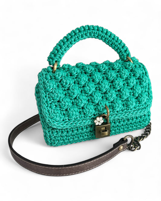 ASTERI Bubble- Standard Size – Handmade Crochet Crossbody Bag in Turquoise