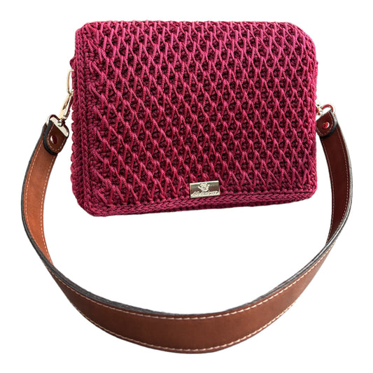 ATHENA - Glamorous burgundy shoulder handbag