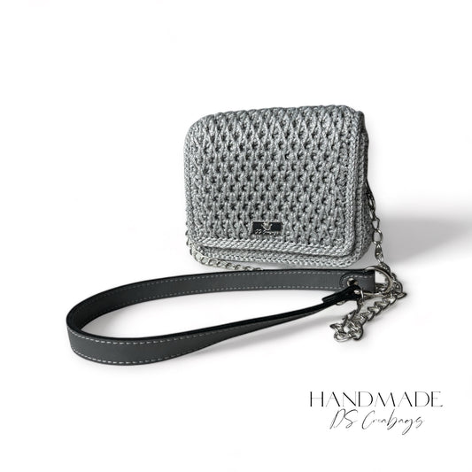 Mini handbag in fancy silver grey
