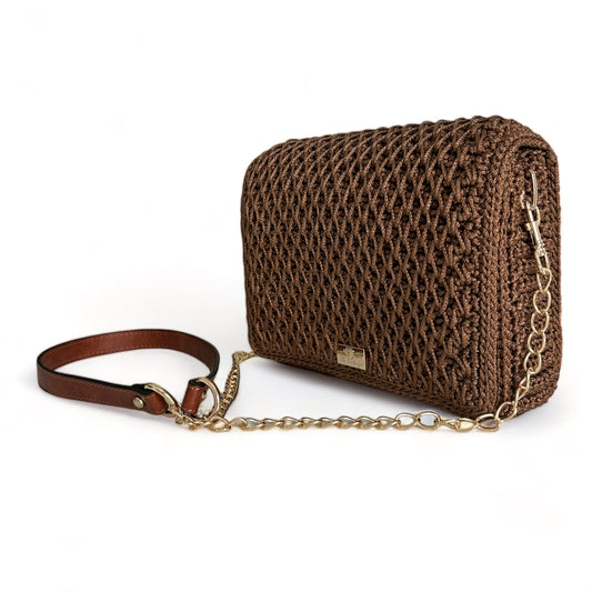ATHENA in Nutmeg brown handbag with long strap