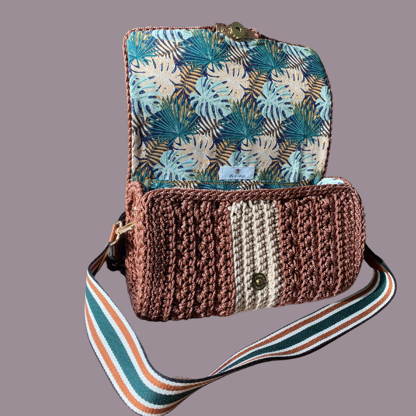 Claudia - Two colour combination cross-body with wide fabric strap