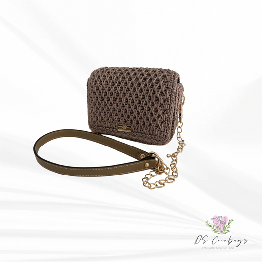 Chic mini handbag with Eco leather and golden chain combination